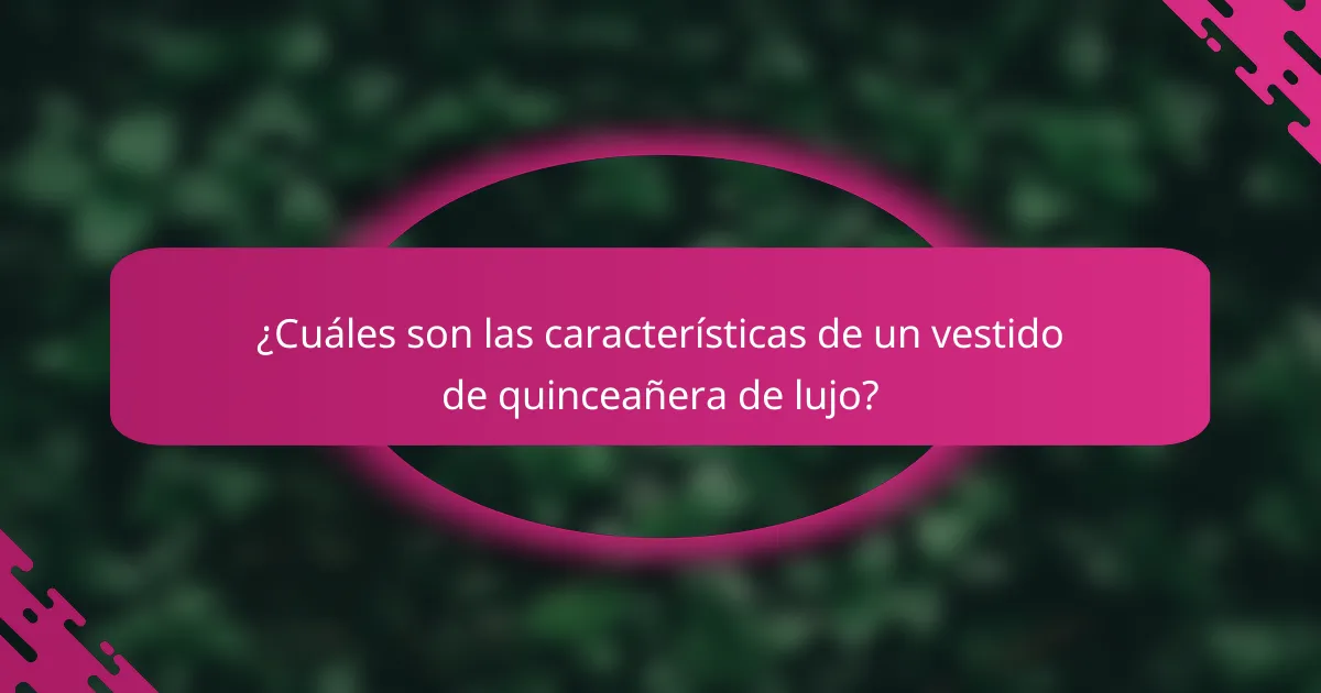 ¿Cuáles son las características de un vestido de quinceañera de lujo?